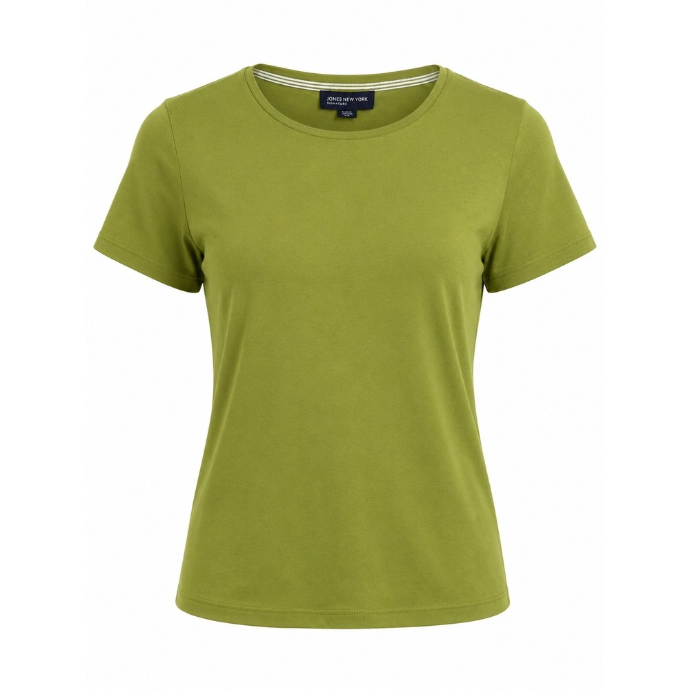 Jones New York Signature Mens Olive Green 100% Cotton‎ Short Sleeve T-Shirt L